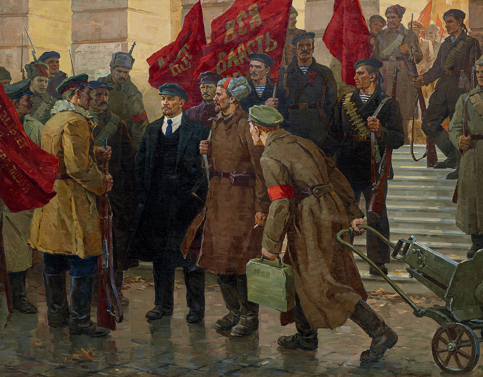 呈现给观众的是俄罗斯哈尔科夫三位著名艺术家合作的表现十月革命的